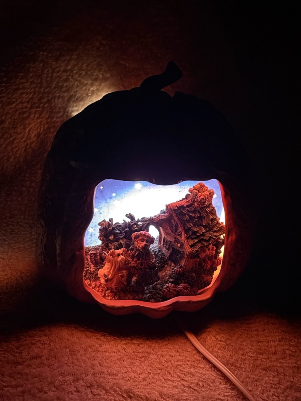 Vintage 2001 Boyds Bears Pumpkin Diorama Lighted Halloween Decor 1E/4707 Retired